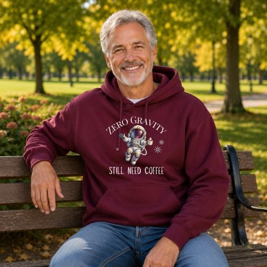 Zero Gravity Still Need Coffee Hoodie, Funny Coffee Lover Hoodie, Astronaut Hoodie, Space Graphic Hoodie, Sarcastic Coffee Hoodie, Cozy Unisex Hoodie