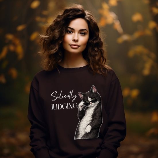 Silently Judging Cat Sweatshirt, Funny Cat Lover Sweatshirt, Sarcastic Cat Graphic Sweatshirt, Introvert Humor Crewneck, Cozy Cat Mom Gift