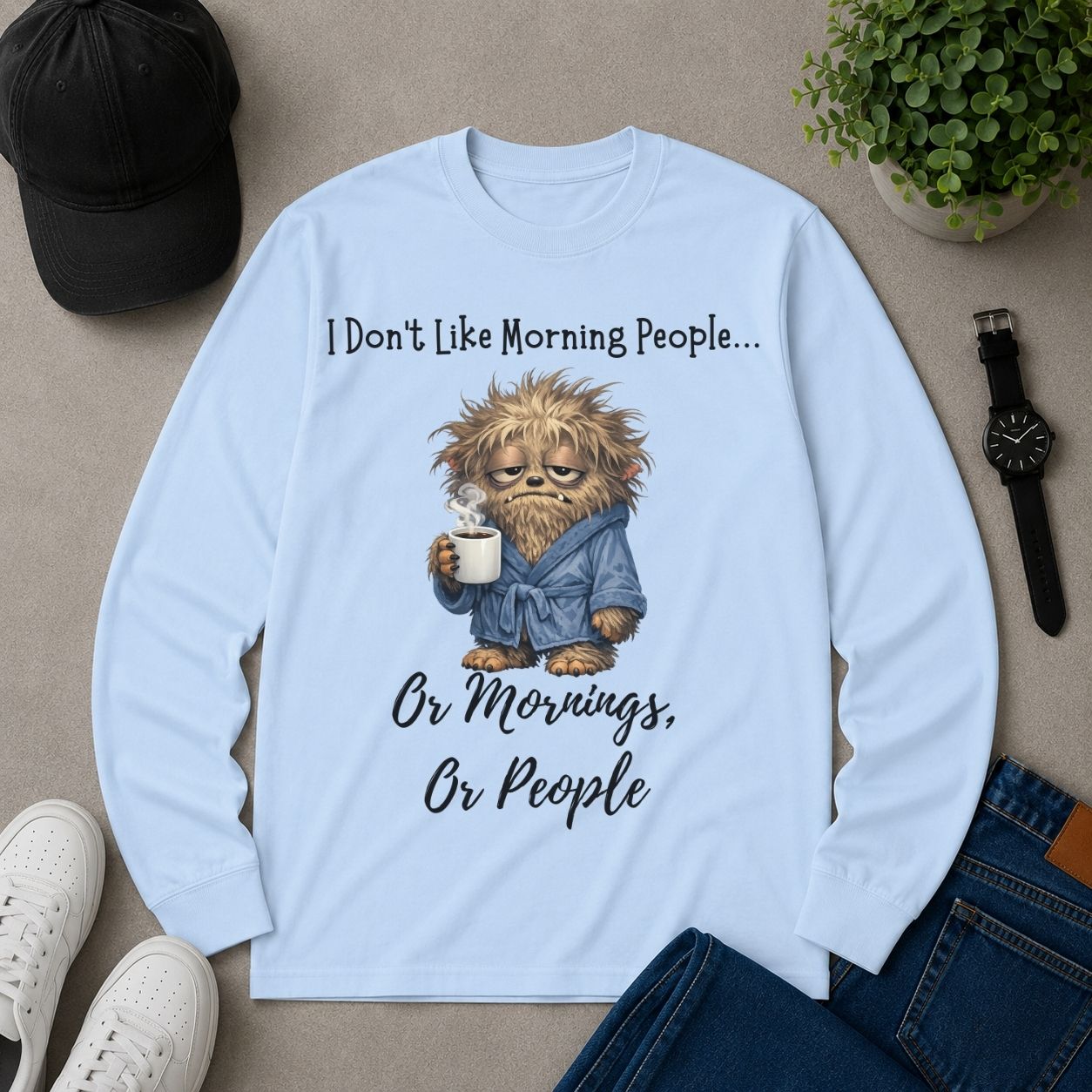 Funny Morning Person Long Sleeve Shirt, I Don’t Like Morning People Shirt, Coffee Lover Long Sleeve Tee, Introvert Humor Shirt, Sarcastic Graphic Tee, Funny Coffee Shirt, Cozy Casual Shirt