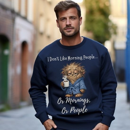 Funny Morning Person Sweatshirt, I Don’t Like Morning People Sweatshirt, Coffee Lover Sweatshirt, Introvert Humor Crewneck, Sarcastic Graphic Sweatshirt, Cozy Coffee Shirt, Relatable Humor Sweatshirt...