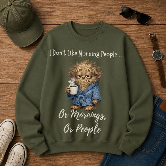 Funny Morning Person Sweatshirt, I Don’t Like Morning People Sweatshirt, Coffee Lover Sweatshirt, Introvert Humor Crewneck, Sarcastic Graphic Sweatshirt, Cozy Coffee Shirt, Relatable Humor Sweatshirt...