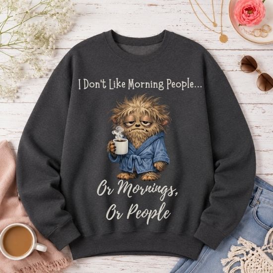 Funny Morning Person Sweatshirt, I Don’t Like Morning People Sweatshirt, Coffee Lover Sweatshirt, Introvert Humor Crewneck, Sarcastic Graphic Sweatshirt, Cozy Coffee Shirt, Relatable Humor Sweatshirt...