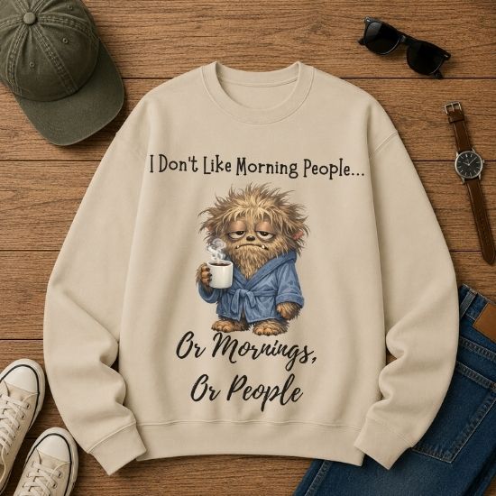 Funny Morning Person Sweatshirt, I Don’t Like Morning People Sweatshirt, Coffee Lover Sweatshirt, Introvert Humor Crewneck, Sarcastic Graphic Sweatshirt, Cozy Coffee Shirt, Relatable Humor Sweatshirt...