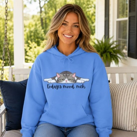 Today’s Mood: Meh Hoodie, Funny Cat Hoodie, Sarcastic Cat Sweatshirt, Cute Lazy Cat Hoodie, Introvert Hoodie, Gift for Cat Lovers