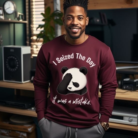 I Seized The Day It Was A Mistake Long Sleeve Shirt, Funny Panda Long Sleeve Tee, Sarcastic Panda Shirt, Introvert Humor Shirt, Burnout Graphic Tee