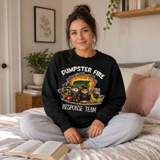 Dumpster Fire Response Team Sweatshirt, Funny Emergency Humor Shirt, Sarcastic Animal Sweatshirt, Firefighter EMT Parody Gift