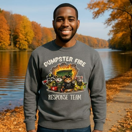 Dumpster Fire Response Team Sweatshirt, Funny Emergency Humor Shirt, Sarcastic Animal Sweatshirt, Firefighter EMT Parody Gift