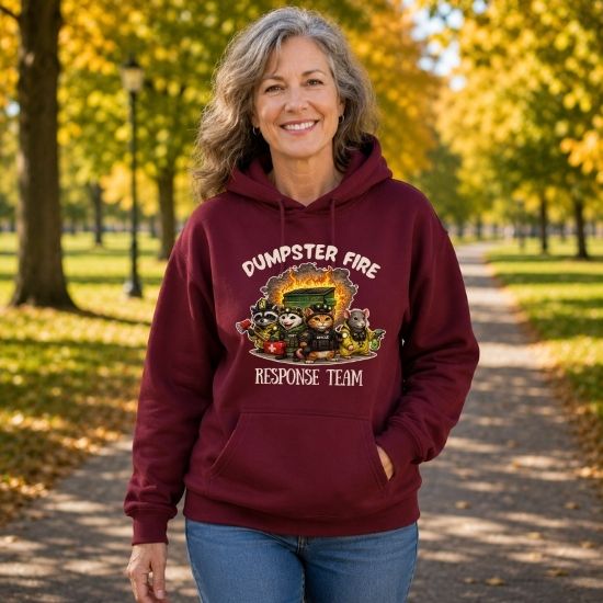 Dumpster Fire Response Team Hoodie, Funny Emergency Humor Hoodie, Sarcastic Animal Hoodie, Firefighter EMT Parody Gift
