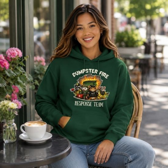 Dumpster Fire Response Team Hoodie, Funny Emergency Humor Hoodie, Sarcastic Animal Hoodie, Firefighter EMT Parody Gift