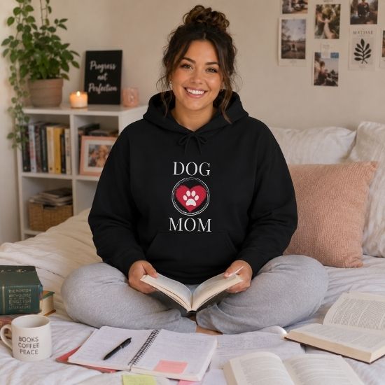 Dog Mom Paw Print Heart Hoodie, Pet Lover Hoodie, Animal Parent Sweatshirt, Puppy Owner Gift, Cute Dog Lover Hoodie, Dog Mom Gift