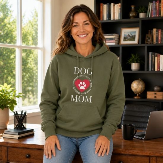 Dog Mom Paw Print Heart Hoodie, Pet Lover Hoodie, Animal Parent Sweatshirt, Puppy Owner Gift, Cute Dog Lover Hoodie, Dog Mom Gift