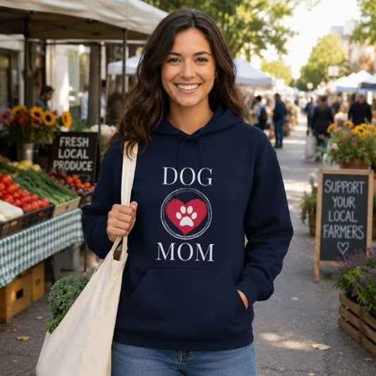 Dog Mom Paw Print Heart Hoodie, Pet Lover Hoodie, Animal Parent Sweatshirt, Puppy Owner Gift, Cute Dog Lover Hoodie, Dog Mom Gift