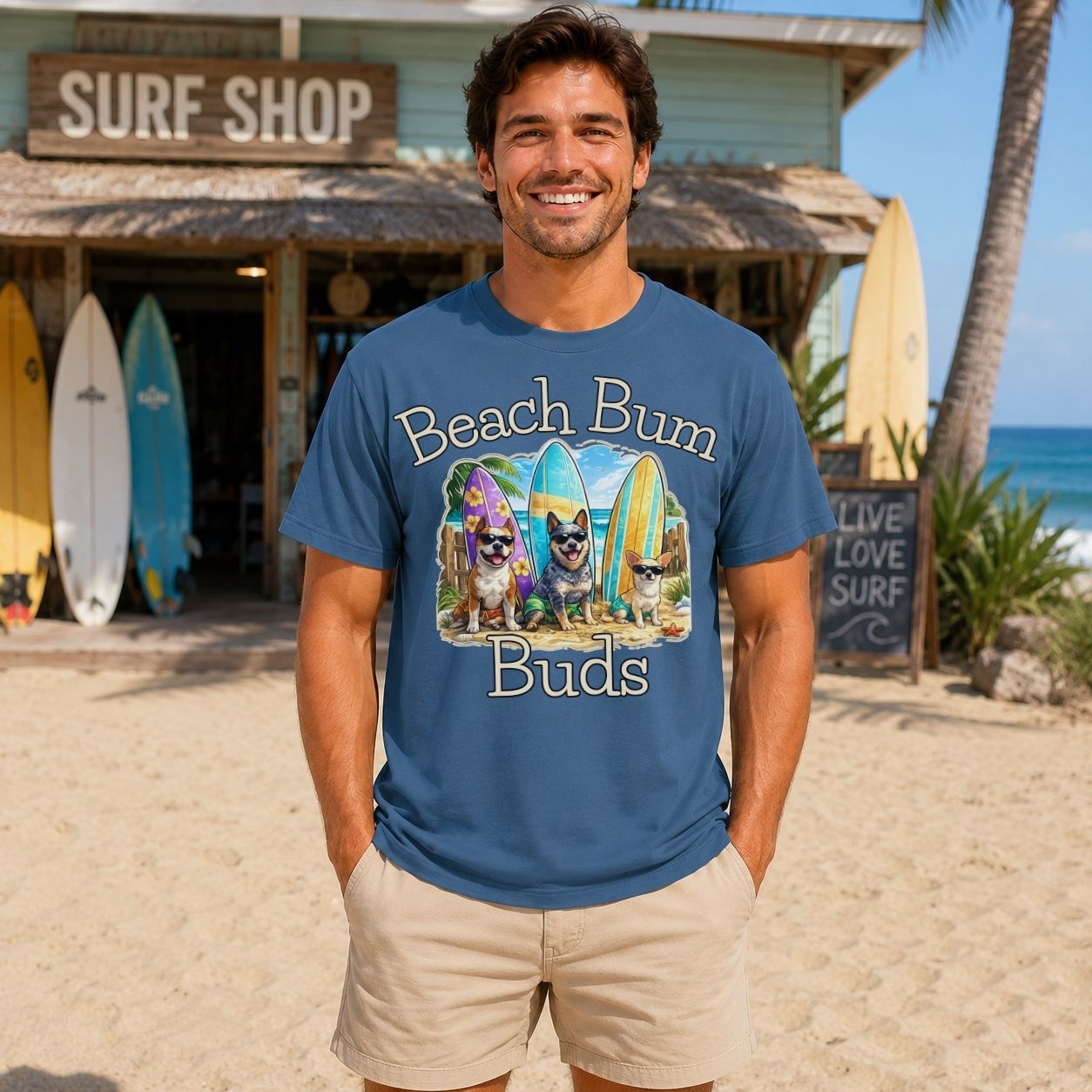 Beach Bum Buds Shirt, Funny Dog Beach T Shirt, Summer Dog Lover Tee, Surfing Dogs Graphic Shirt, Beach Vacation Shirt, Coastal Dog Gift