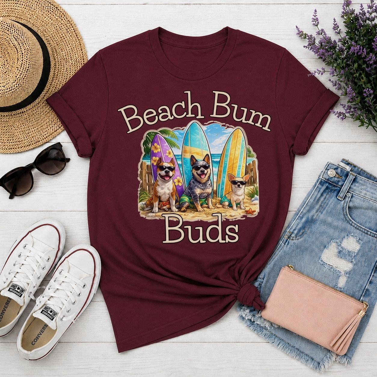 Beach Bum Buds Shirt, Funny Dog Beach T Shirt, Summer Dog Lover Tee, Surfing Dogs Graphic Shirt, Beach Vacation Shirt, Coastal Dog Gift