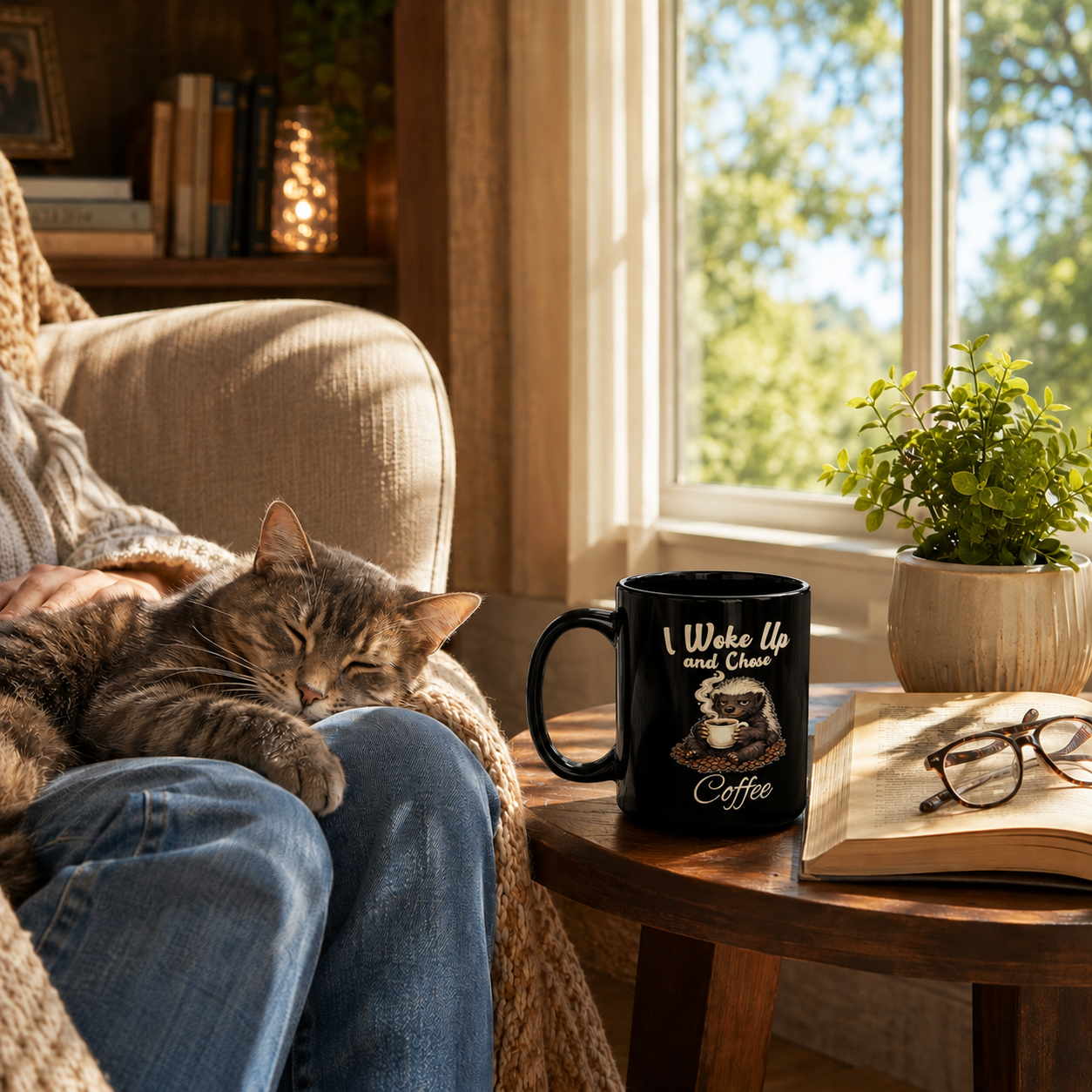 I Woke Up And Chose Coffee Mug, Funny Honey Badger Coffee Mug, Coffee Lover Gift, Sarcastic Coffee Cup, Animal Coffee Mug, Morning Coffee Mug