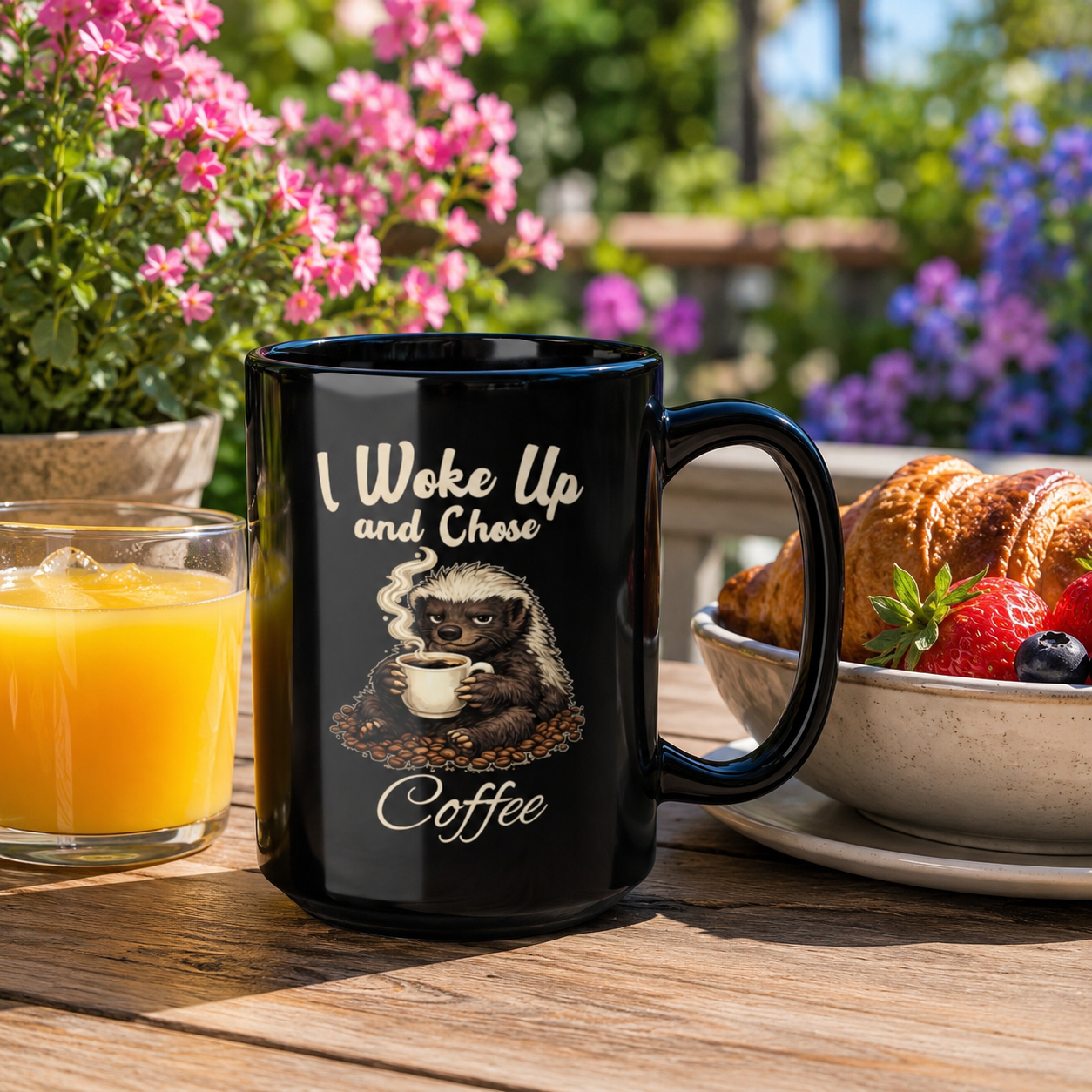 I Woke Up And Chose Coffee Mug, Funny Honey Badger Coffee Mug, Coffee Lover Gift, Sarcastic Coffee Cup, Animal Coffee Mug, Morning Coffee Mug