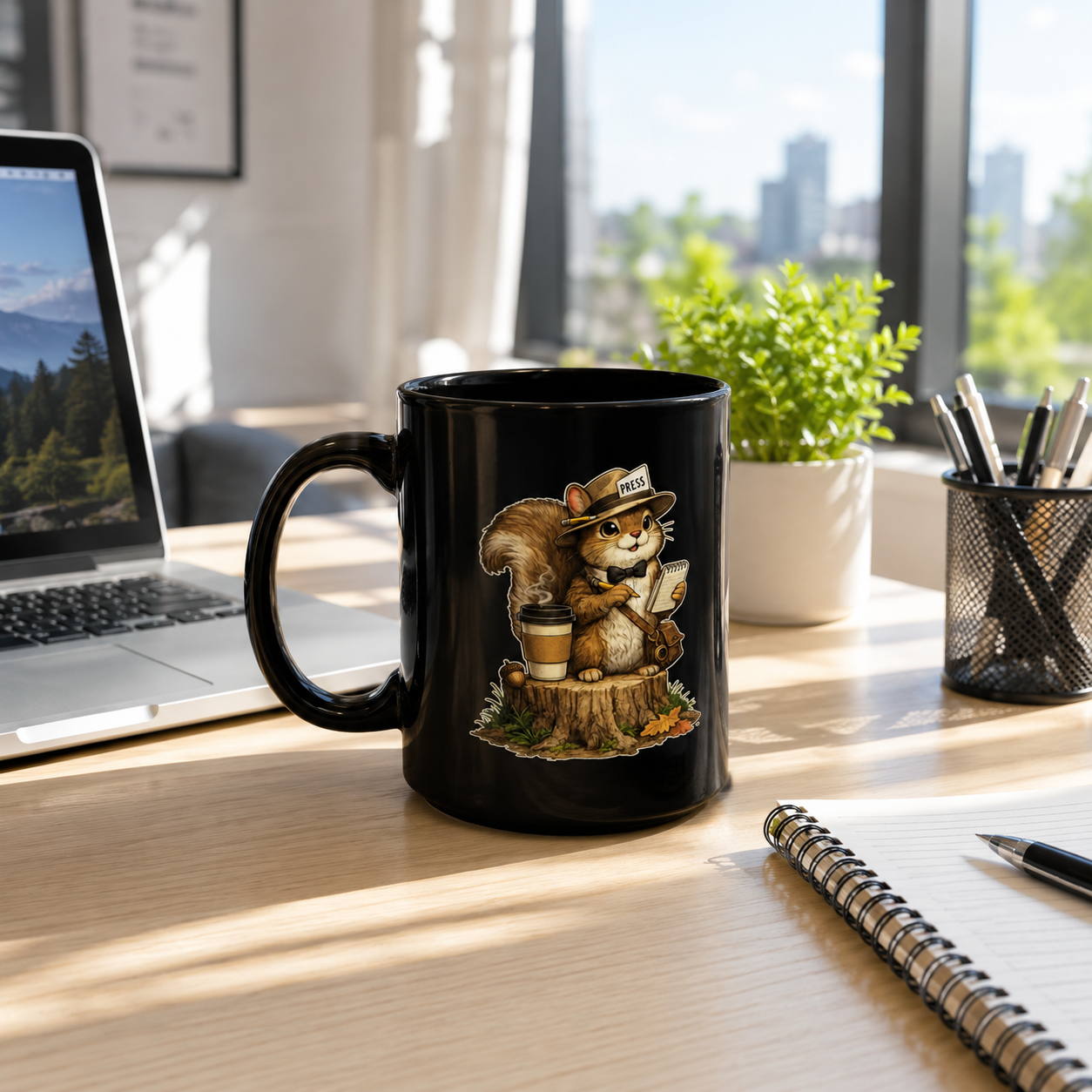 Breaking News Everything Is Fine Mug Funny Squirrel Coffee Mug Office Humor Coffee Cup Reporter Squirrel Gift