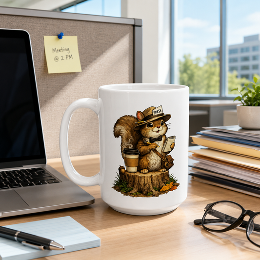 Breaking News Everything Is Fine Mug Funny Squirrel Coffee Mug Office Humor Coffee Cup Reporter Squirrel Gift