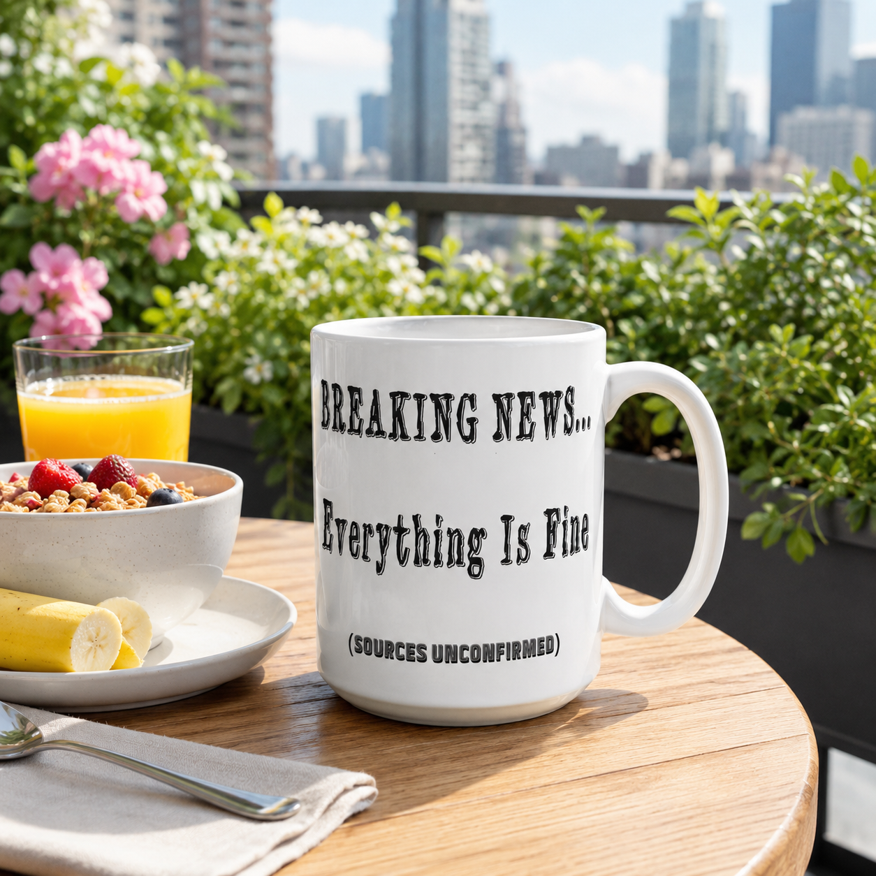 Breaking News Everything Is Fine Mug Funny Squirrel Coffee Mug Office Humor Coffee Cup Reporter Squirrel Gift