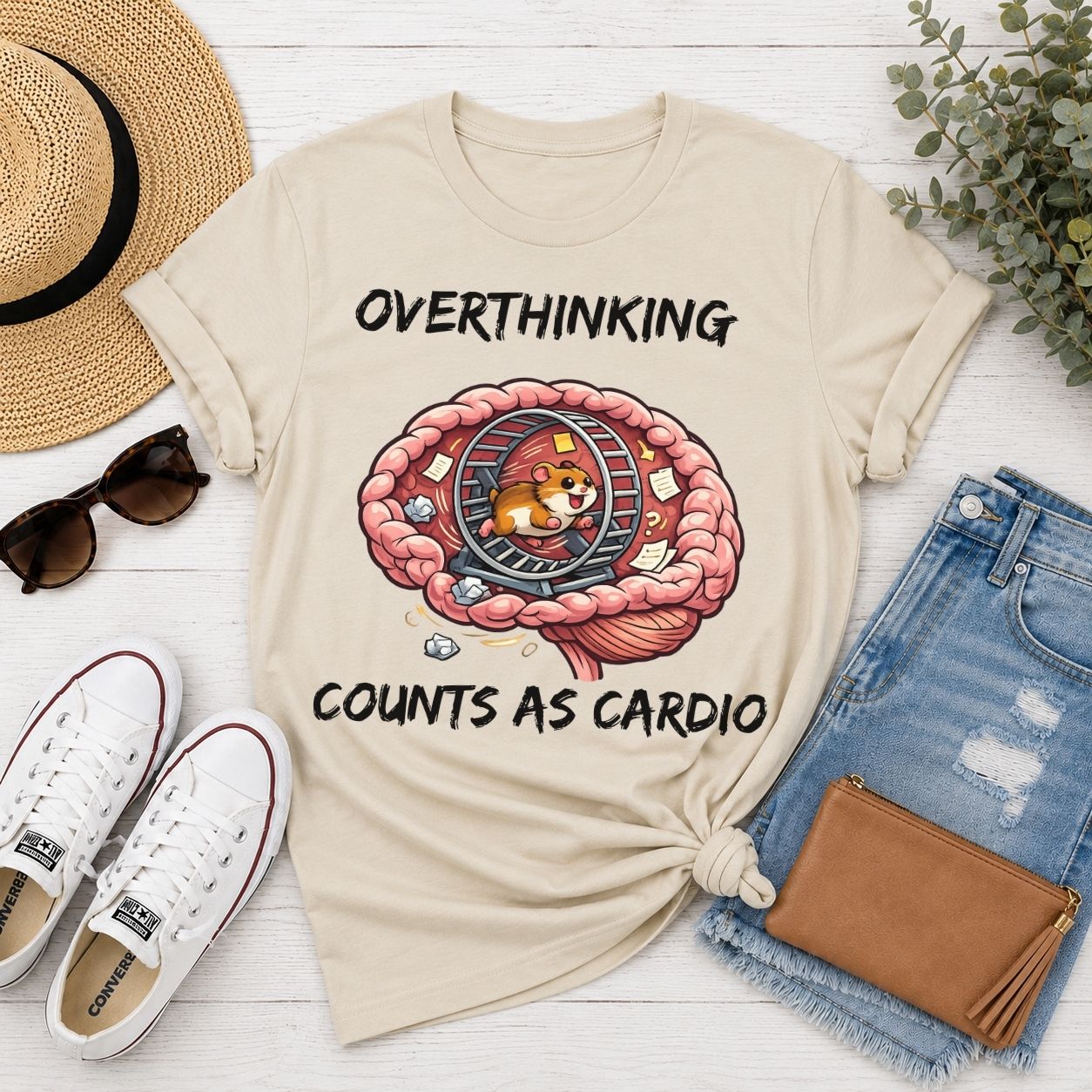 Overthinking Counts As Cardio Shirt Funny Hamster T Shirt Overthinker Gift Introvert Humor Tee Anxiety Humor Graphic Shirt