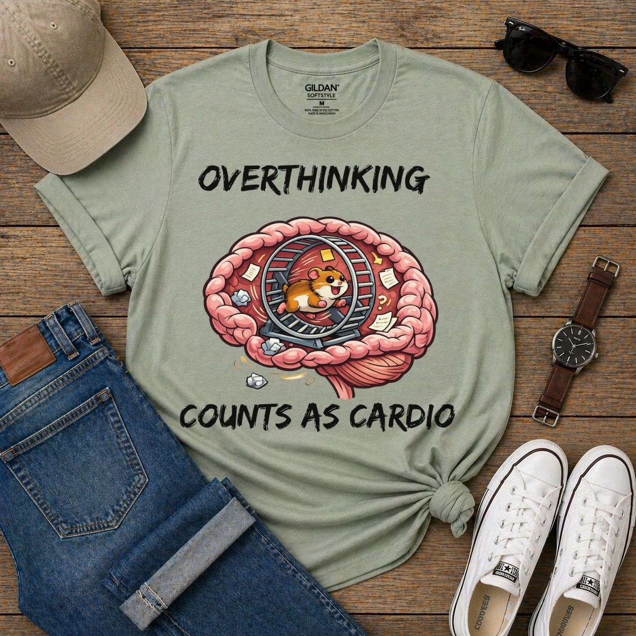 Overthinking Counts As Cardio Shirt Funny Hamster T Shirt Overthinker Gift Introvert Humor Tee Anxiety Humor Graphic Shirt