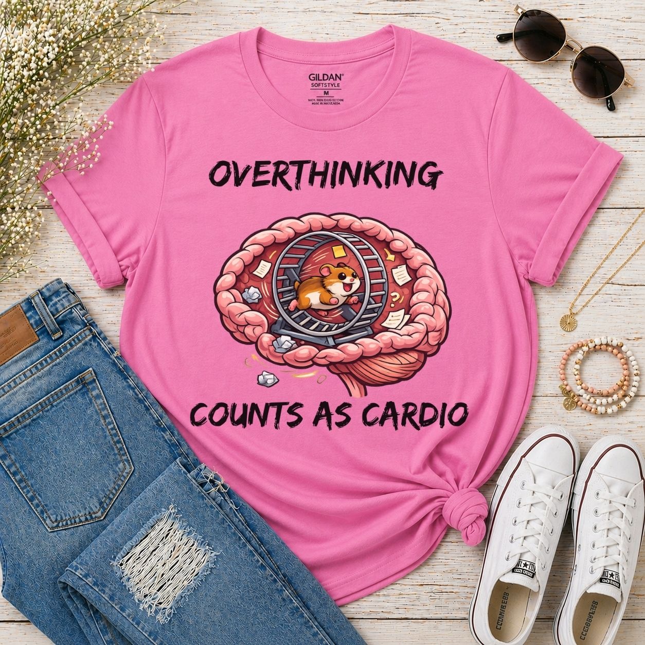 Overthinking Counts As Cardio Shirt Funny Hamster T Shirt Overthinker Gift Introvert Humor Tee Anxiety Humor Graphic Shirt