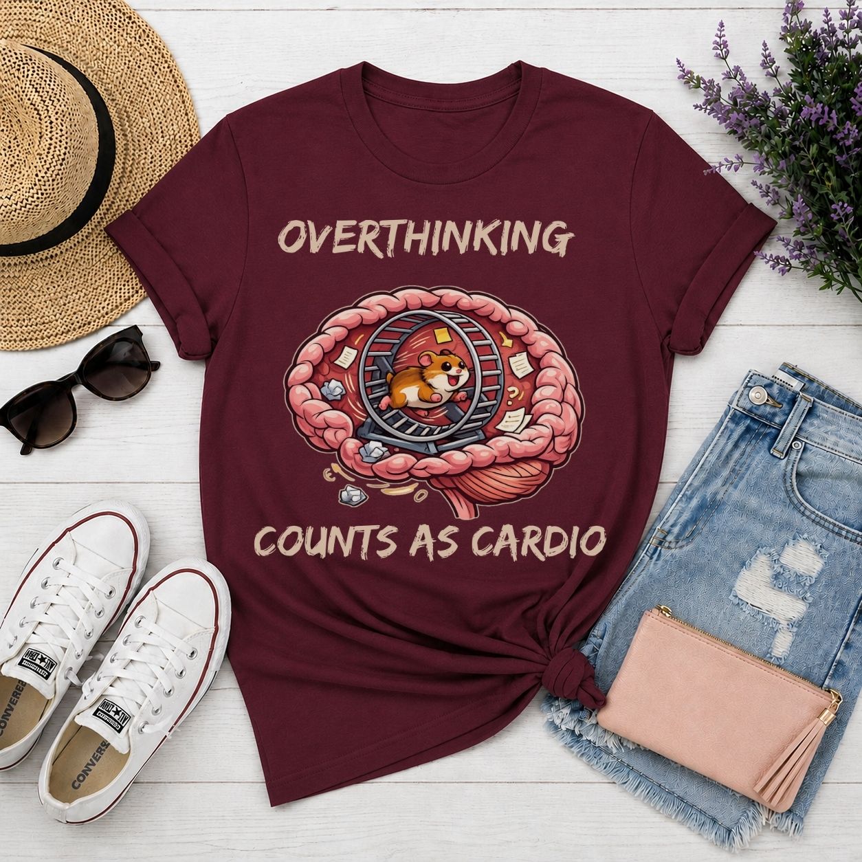 Overthinking Counts As Cardio Shirt Funny Hamster T Shirt Overthinker Gift Introvert Humor Tee Anxiety Humor Graphic Shirt