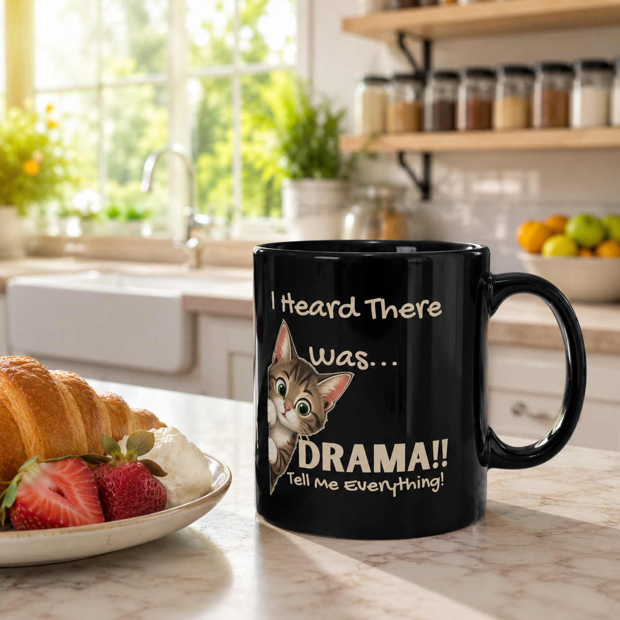 I Heard There Was Drama Cat Mug – Funny Cat Lover Coffee Mug