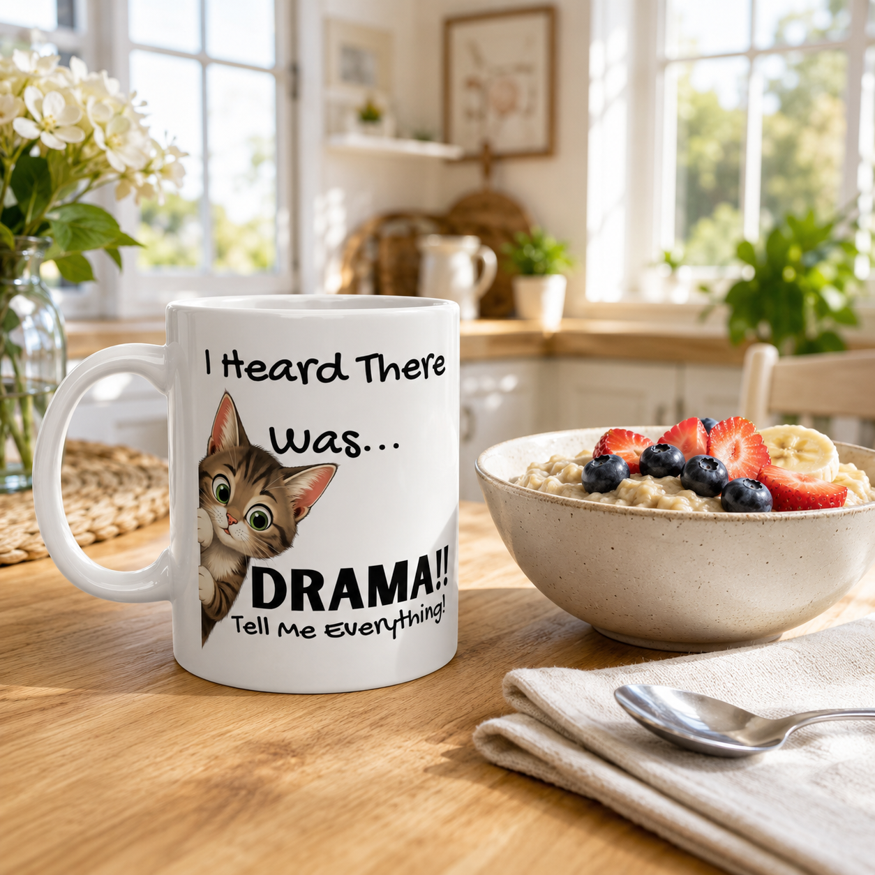 I Heard There Was Drama Cat Mug – Funny Cat Lover Coffee Mug