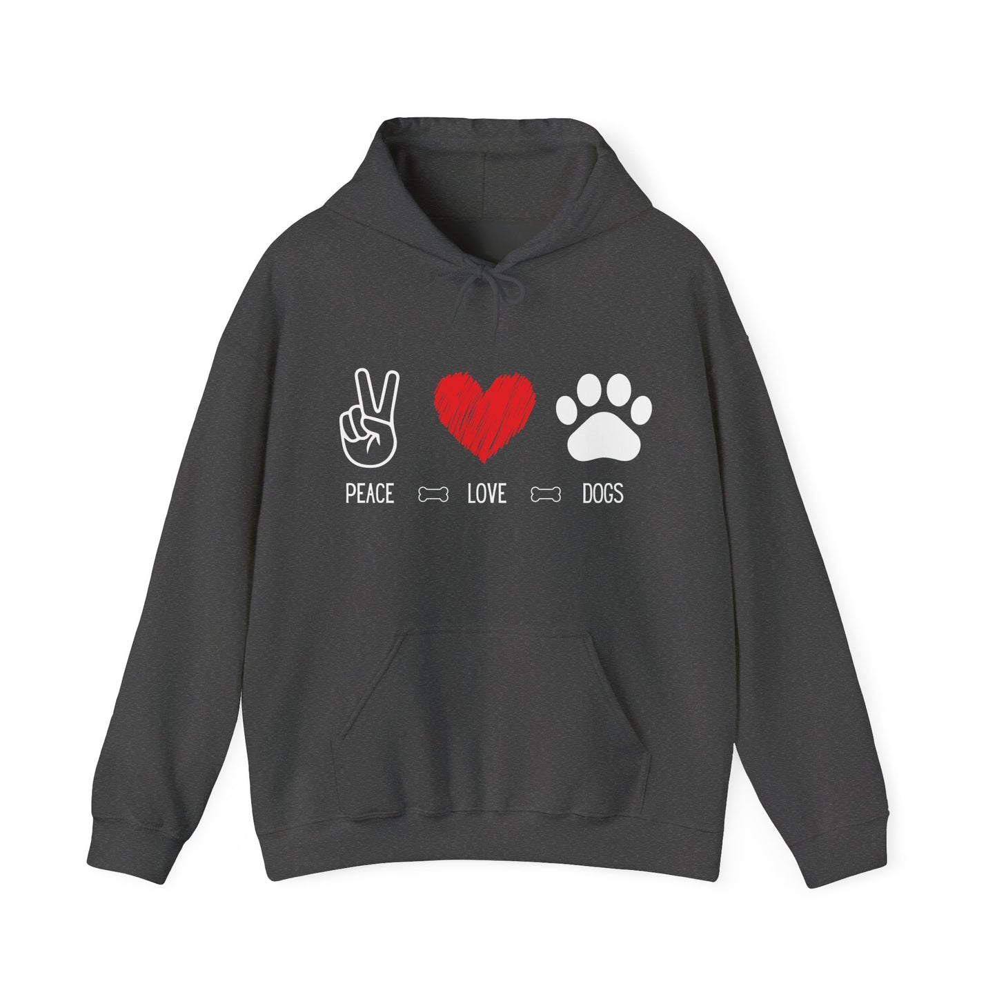 Peace Love Dogs Hoodie, Dog Lover Hoodie, Cute Dog Lover Sweatshirt, Peace Sign Heart Paw Print Hoodie, Dog Mom Gift, Cozy Pet Lover Hoodie