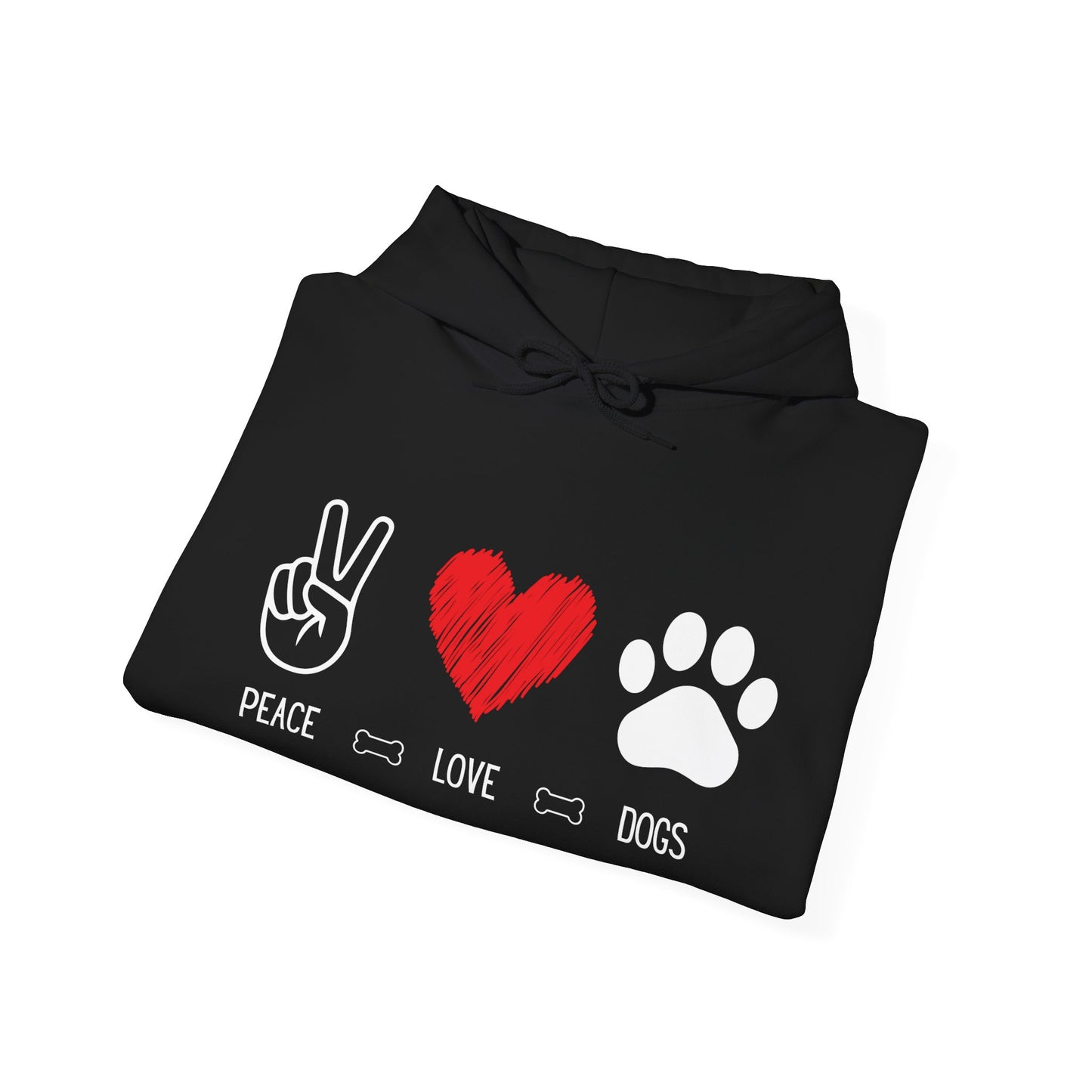 Peace Love Dogs Hoodie, Dog Lover Hoodie, Cute Dog Lover Sweatshirt, Peace Sign Heart Paw Print Hoodie, Dog Mom Gift, Cozy Pet Lover Hoodie