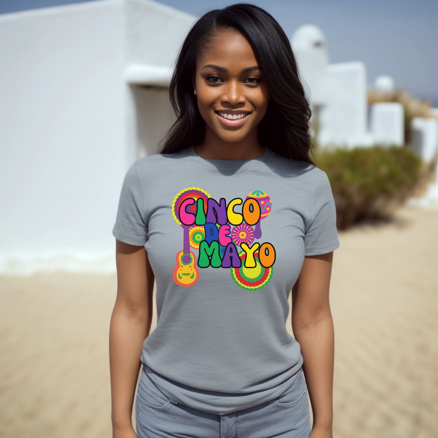 Cinco de Mayo T-Shirt with Retro Font Style and Colorful Decorations