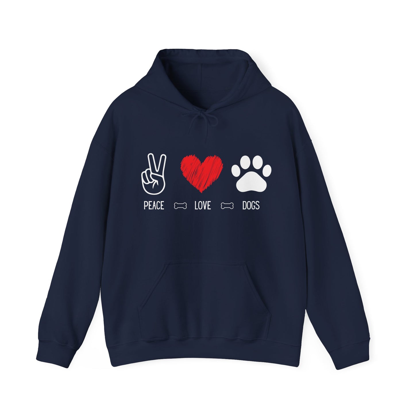 Peace Love Dogs Hoodie, Dog Lover Hoodie, Cute Dog Lover Sweatshirt, Peace Sign Heart Paw Print Hoodie, Dog Mom Gift, Cozy Pet Lover Hoodie