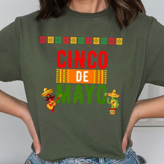 Cinco De Mayo T-Shirt with Chili Peppers, Fiesta Tee, Chili Pepper Shirt