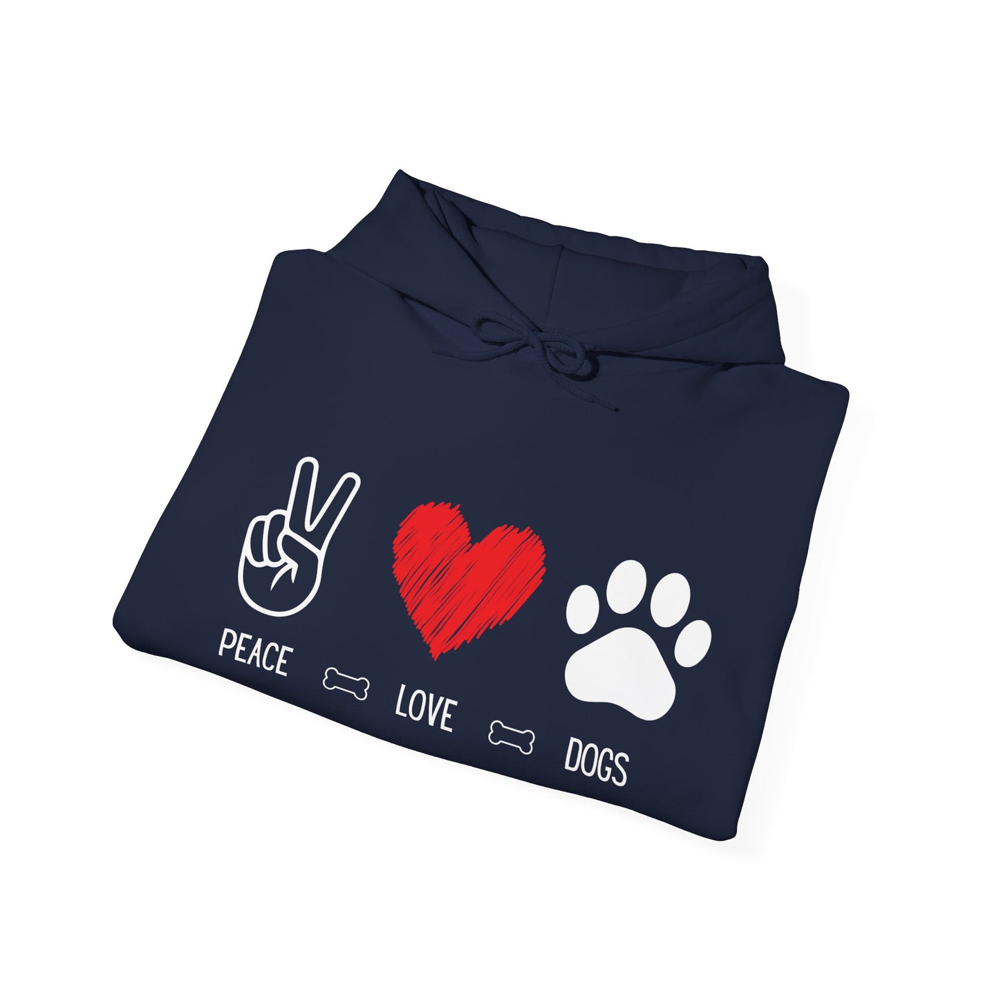 Peace Love Dogs Hoodie, Dog Lover Hoodie, Cute Dog Lover Sweatshirt, Peace Sign Heart Paw Print Hoodie, Dog Mom Gift, Cozy Pet Lover Hoodie