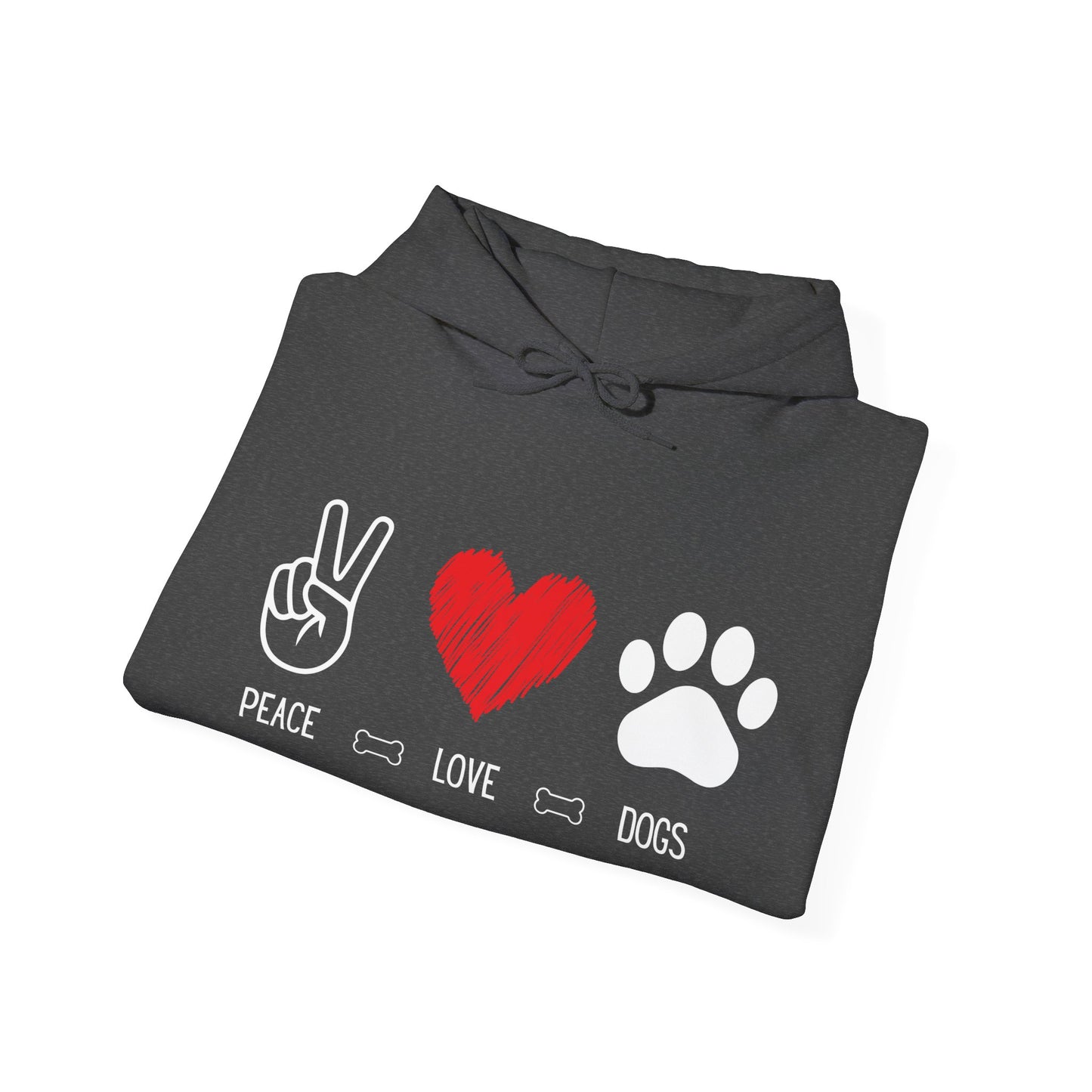Peace Love Dogs Hoodie, Dog Lover Hoodie, Cute Dog Lover Sweatshirt, Peace Sign Heart Paw Print Hoodie, Dog Mom Gift, Cozy Pet Lover Hoodie