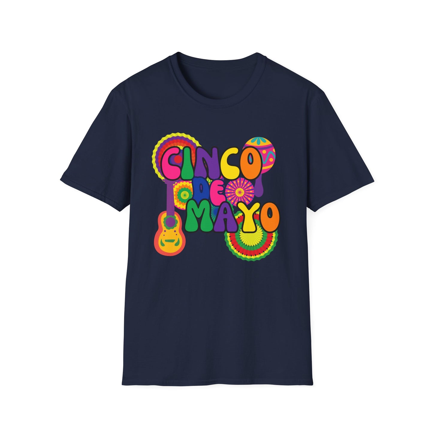 Cinco de Mayo T-Shirt with Retro Font Style and Colorful Decorations