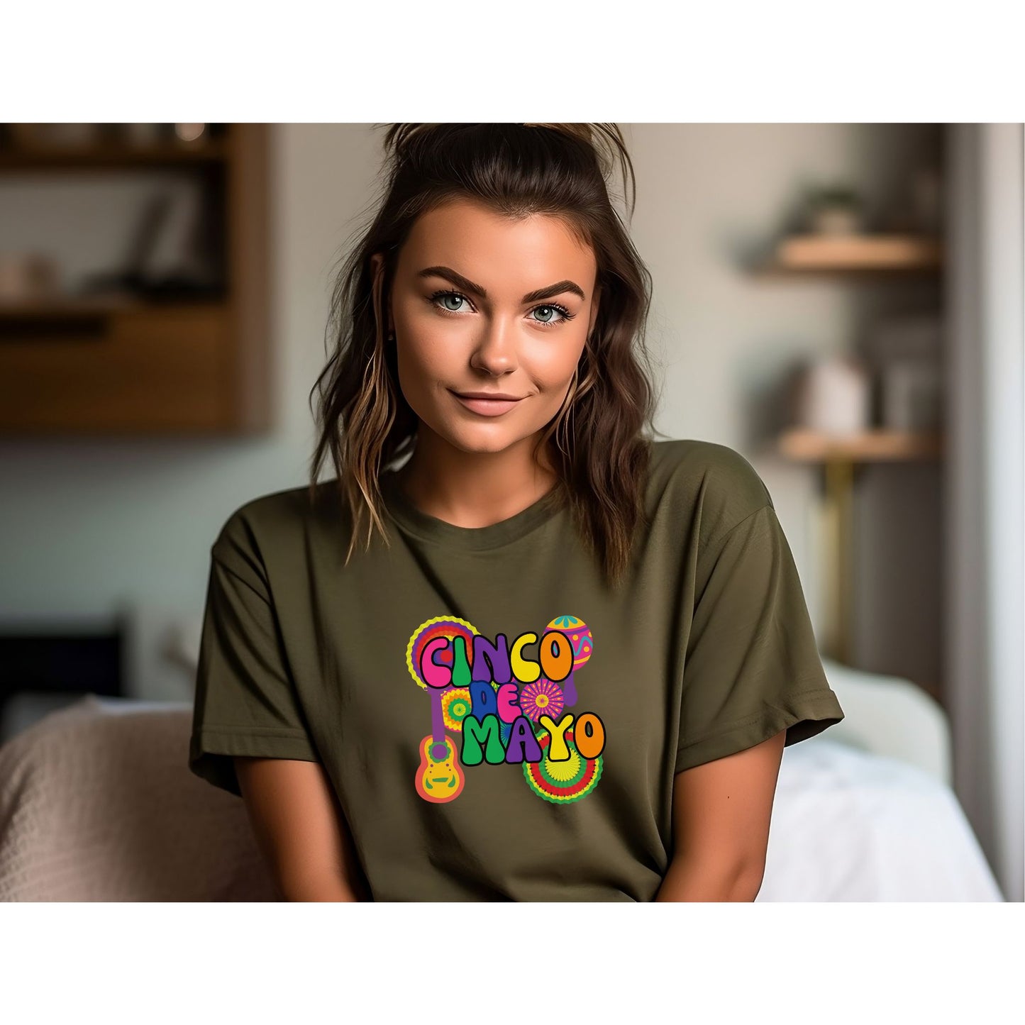 Cinco de Mayo T-Shirt with Retro Font Style and Colorful Decorations