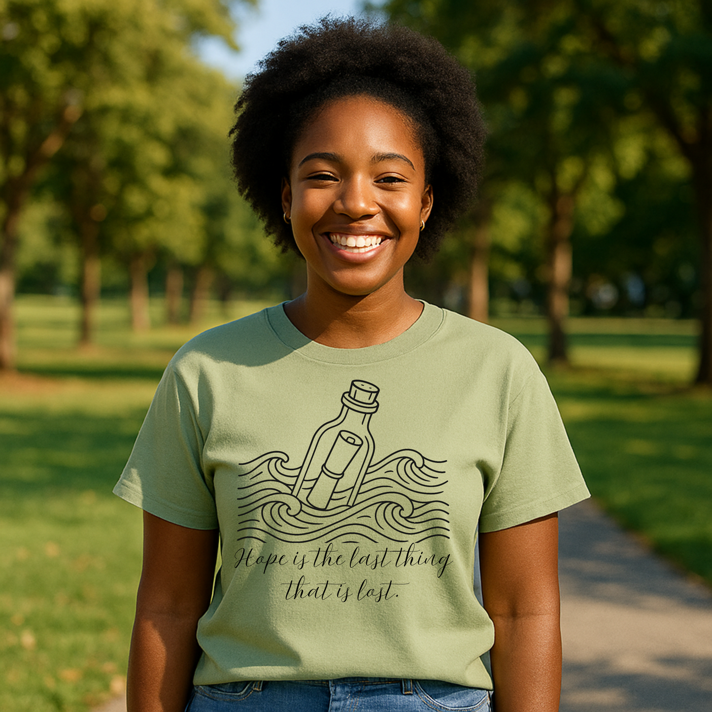 Hope Message in a Bottle T-Shirt – Inspirational Graphic Tee for Dreamers & Believers