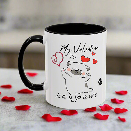 Valentine's Day Puppy Mug – "My Valentine Has Paws" Cute Coffee Mug for Dog Lovers