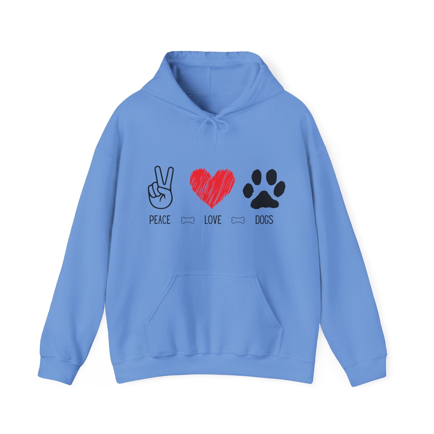 Peace Love Dogs Hoodie, Dog Lover Hoodie, Cute Dog Lover Sweatshirt, Peace Sign Heart Paw Print Hoodie, Dog Mom Gift, Cozy Pet Lover Hoodie