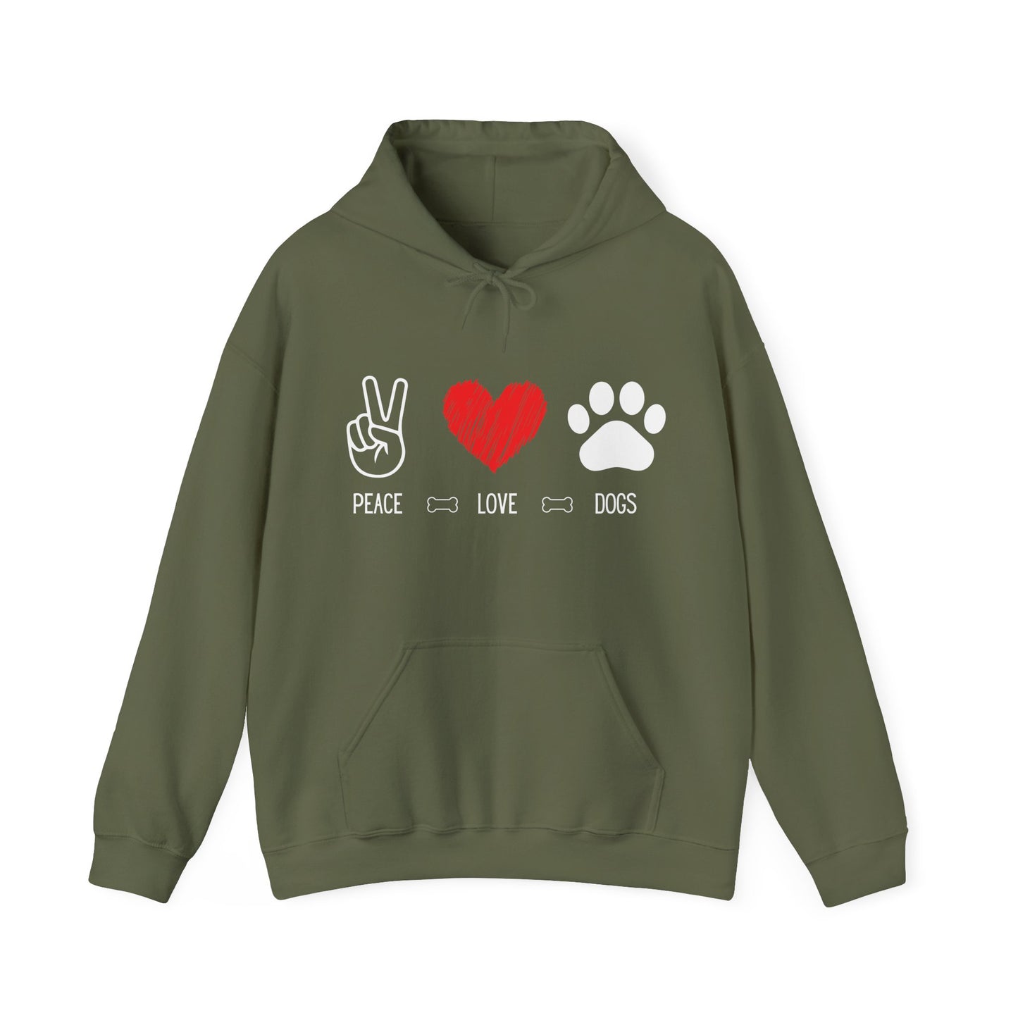 Peace Love Dogs Hoodie, Dog Lover Hoodie, Cute Dog Lover Sweatshirt, Peace Sign Heart Paw Print Hoodie, Dog Mom Gift, Cozy Pet Lover Hoodie