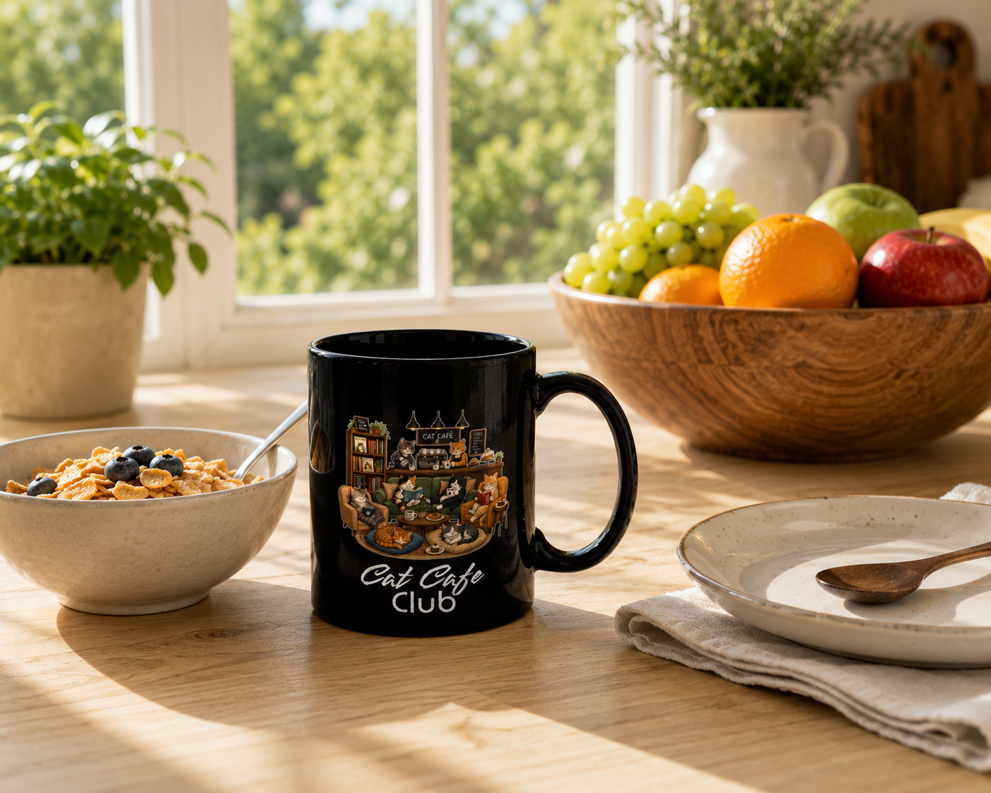 Cat Cafe Club Mug, Cozy Cat Coffee Mug, Cute Cat Lover Gift, Bookish Cat Mug, Coffee Lover Mug, Cat Cafe Aesthetic Cup, Cute Kittens Mug, Reading Cat Mug, Cozy Cafe Mug, Cat Mom Gift, Whimsical Cat...